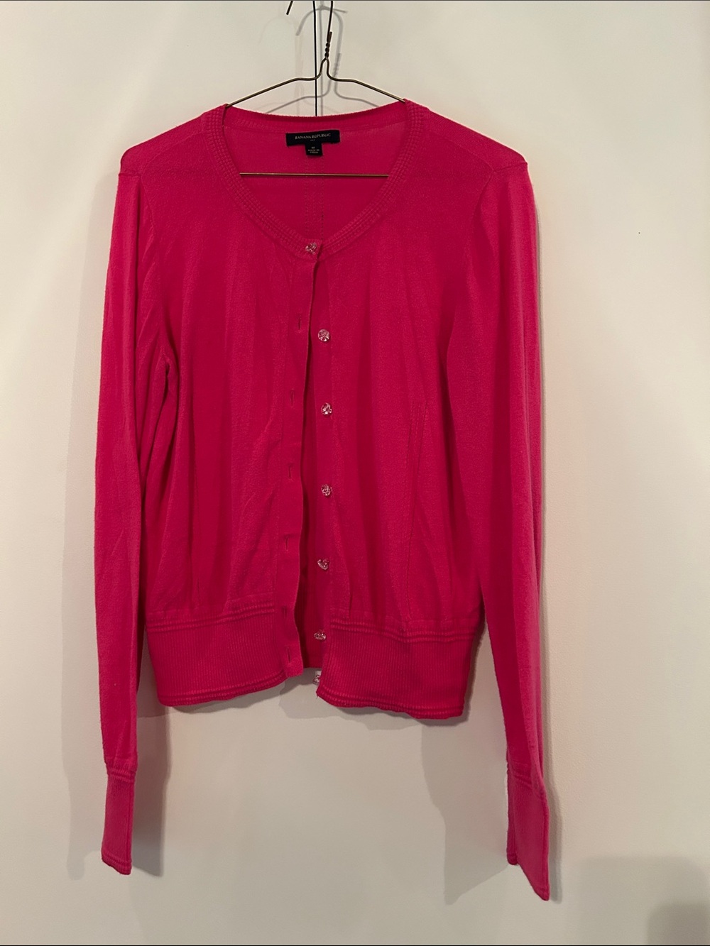 Talbots Bright Pink V-Neck Button Cardigan